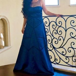 Aidan Mattox navy illusion ball gown